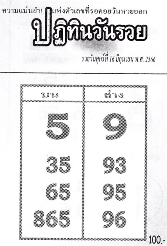 หวยปฏิทินวันรวย